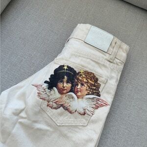 Fiorucci Beige Angel Graphic Women Jeans